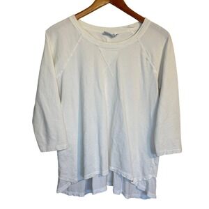 Hot Cotton Top Women Med White‎ 100% Cotton Layered Hem Relax Casual Lagenlook